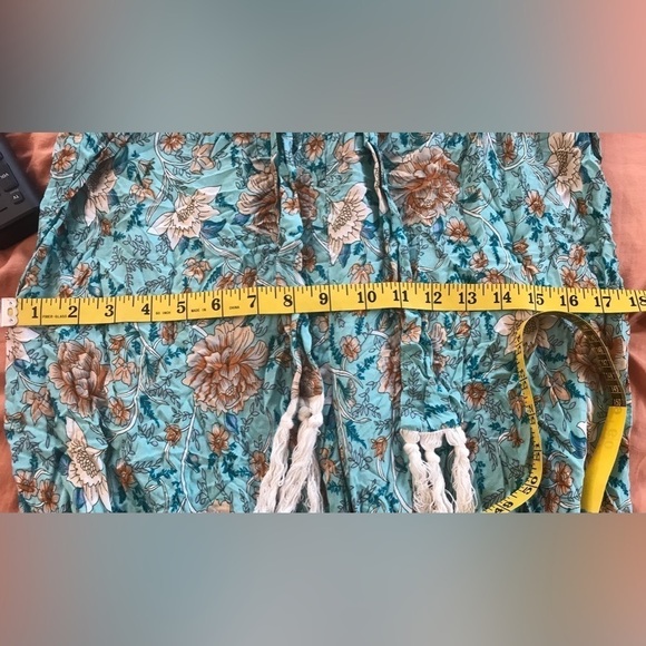 SIMPLEE Fringe Belt Floral Print Wide Leg Pants Size L - Picture 7 of 12